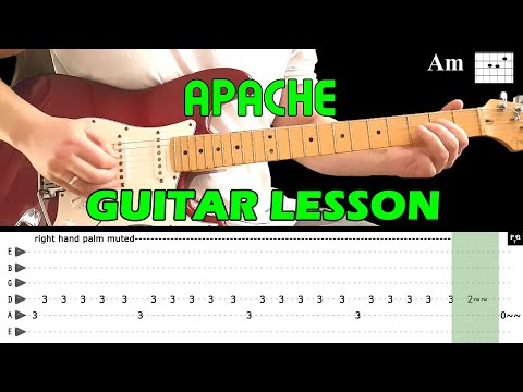 APACHE - Guitar lesson (with tabs and chords) - The Shadows