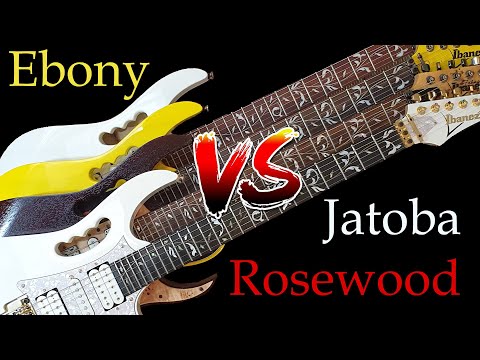 ROSEWOOD vs JATOBA vs EBONY fretboard visual comparison - Ibanez Jems