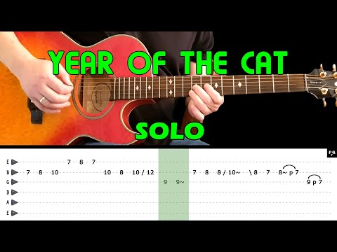 YEAR OF THE CAT - Guitar lesson - Guitar solo with tabs (fast &amp; slow) - Al Stewart