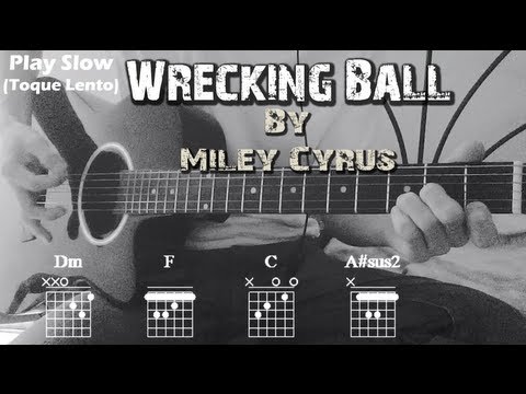 How to Play ▶Miley Cyrus ~ Wrecking Ball◀ || Standard Chords Tutorial || Como Tocar en Guitarra✔