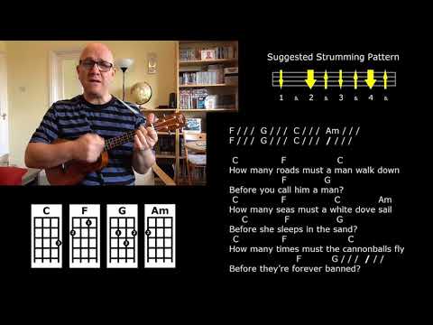 Blowin&#039; in the Wind - Bob Dylan / Peter, Paul &amp; Mary - Ukulele Strum-Along Lesson - Jez Quayle