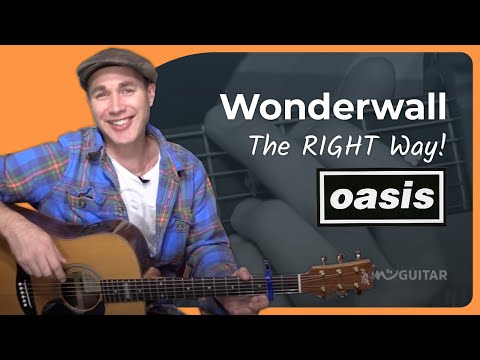 Oasis Wonderwall Guitar Lesson * Correct Strumming! *