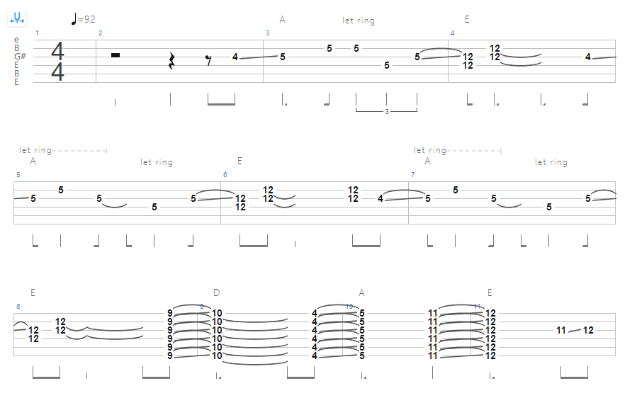 Open E Tuning - Rolling Stones – No Expectations Tab