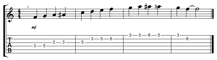 F Major Scale – Standard Notation